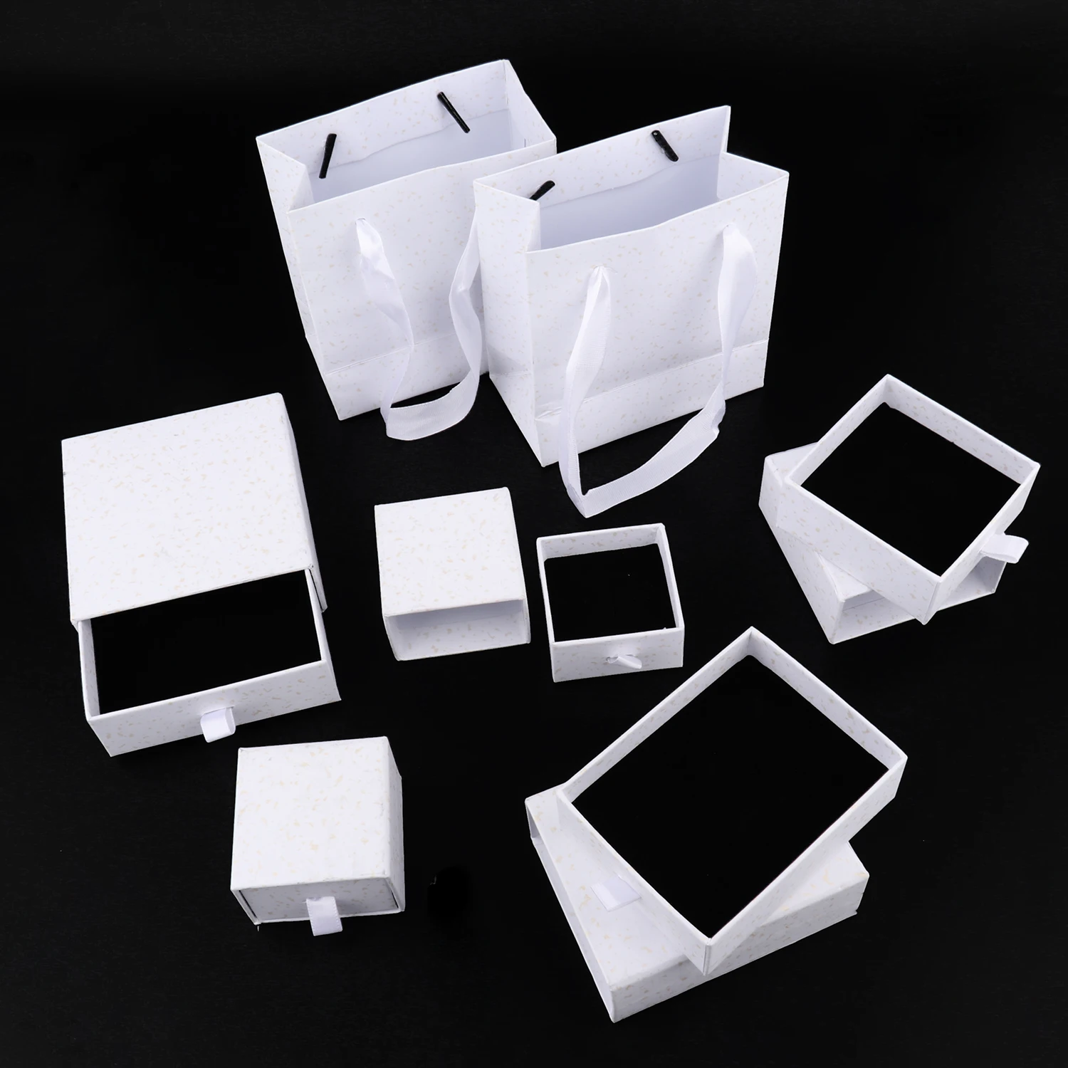 1Pc White Golden Spot Thick Kraft Paper Drawer Jewelry Box Greeting Card for Necklace Bracelet Ring Gift Display Case Packaging