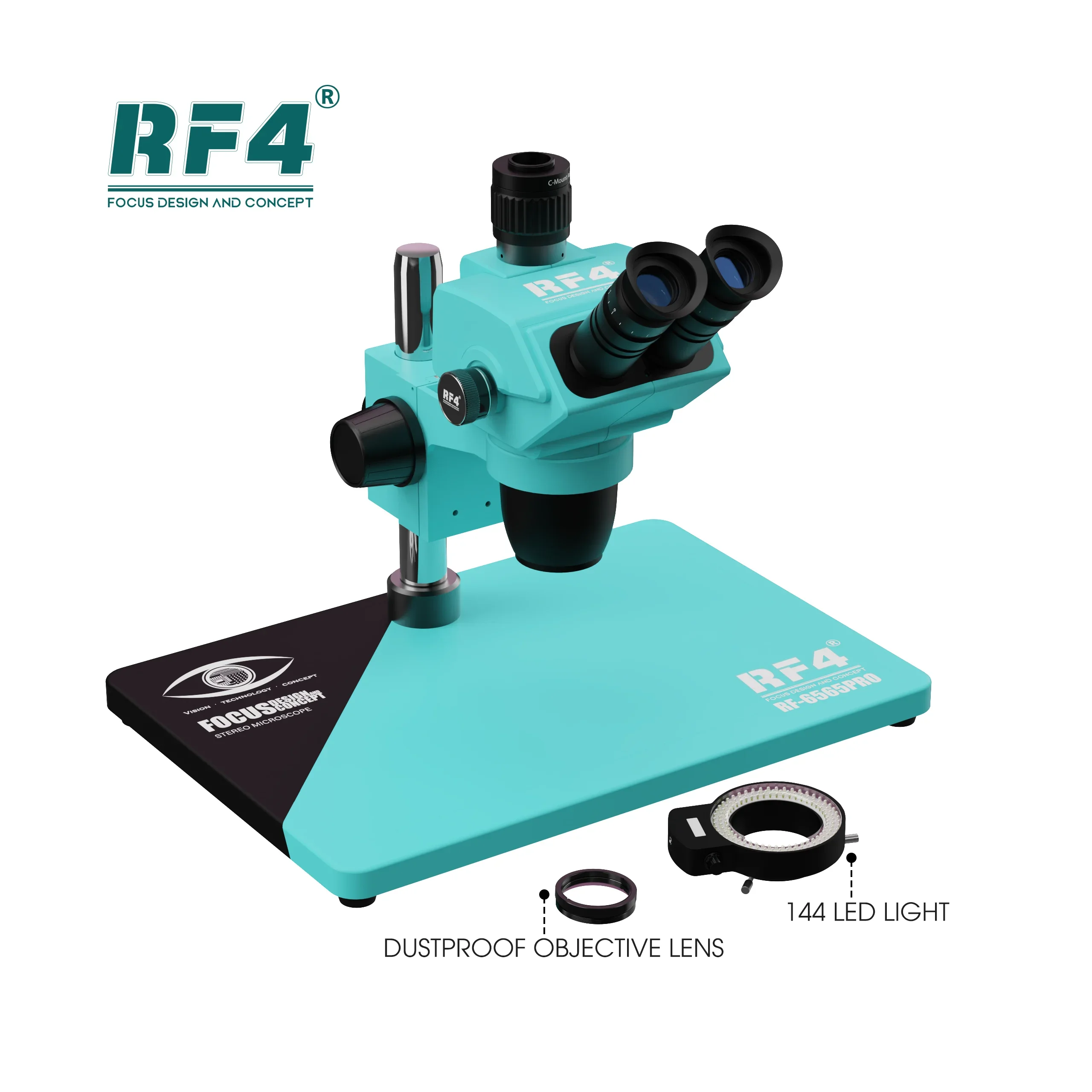 RF4 RF-6565PRO HD Trinocular Stereo Microscope 6.5-65X 9-speed Zoom Lock Key Eyepiece Adjustable For Phone PCB Repair Tools