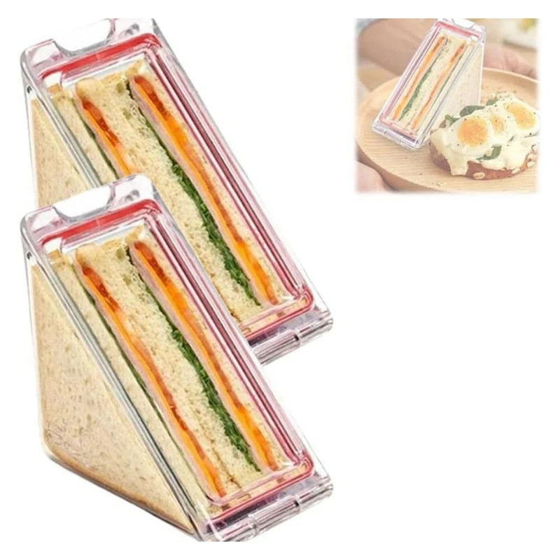 Caci Dreieck-Sandwichbehälter, dreieckiger Sandwichbehälter aus durchsichtigem Kunststoff mit Deckel, To-Go-Behälter für Käse