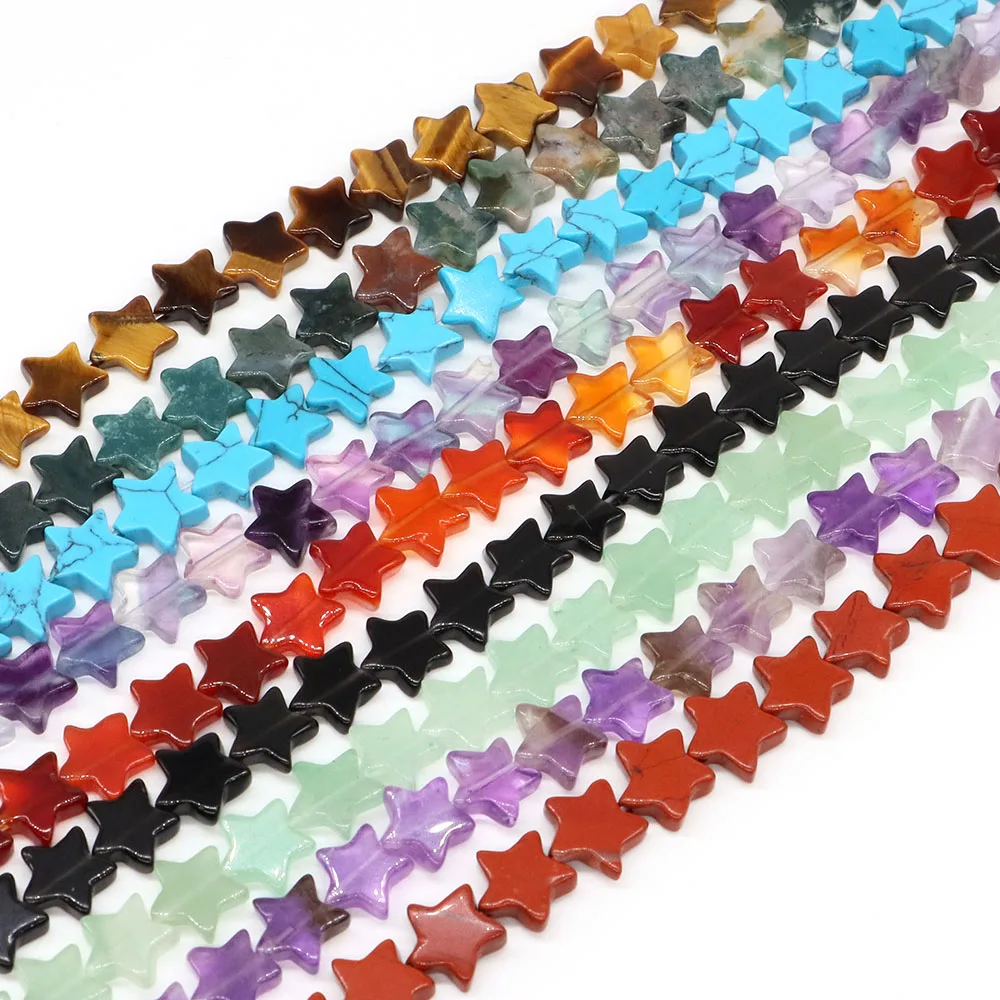 

10mm Star Shape Beads Natural Stone Healing Crystal Amethyst Quartz Loose Bead for Jewelry Making DIY Charm Bracelet Accessories