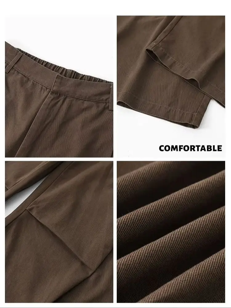 Men's Pleated, Drapey, Patchwork Wide-Leg Casual Pants Breathable, Comfortable Straight-Leg Simple Versatile