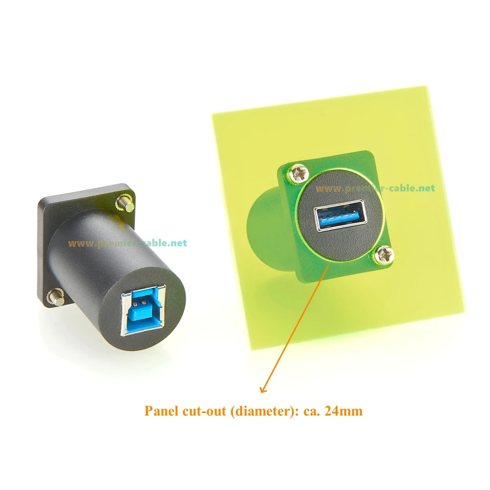 D Series USB 3.0 A to B Panel Mount Adapter NAUSB3-B USB 3.0 Reversable to Type-B Chassis Connector Feed Thru Bulkhead Coupler