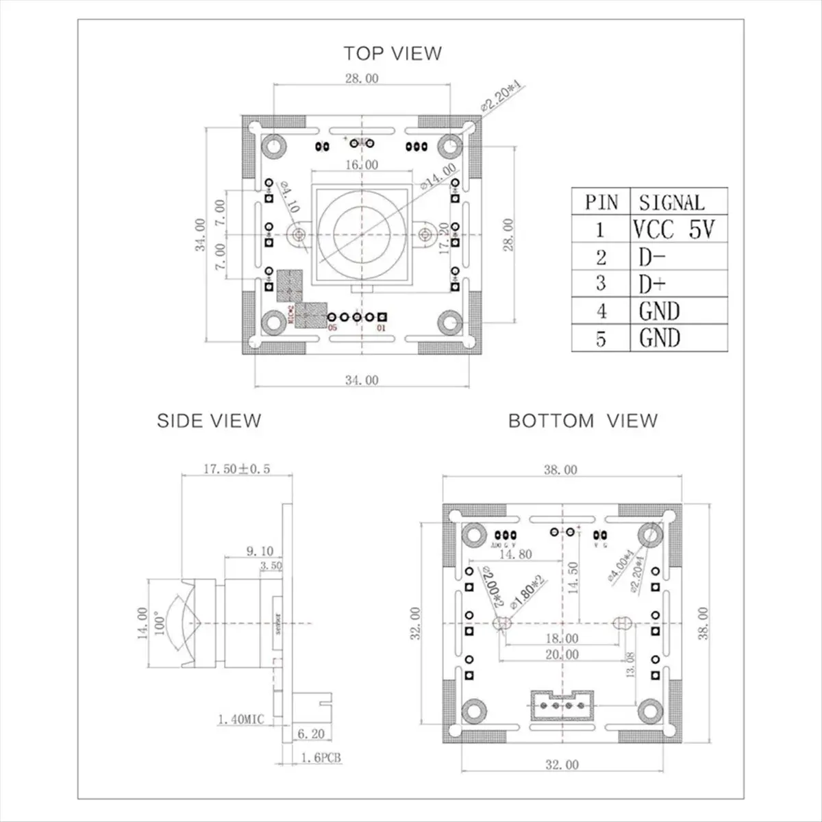 Promosi-3Pcs Modul Kamera Ov2710 100 Derajat untuk Sistem Pencatatan Skor Autodarts, Modul Kamera, dengan Kabel 2m