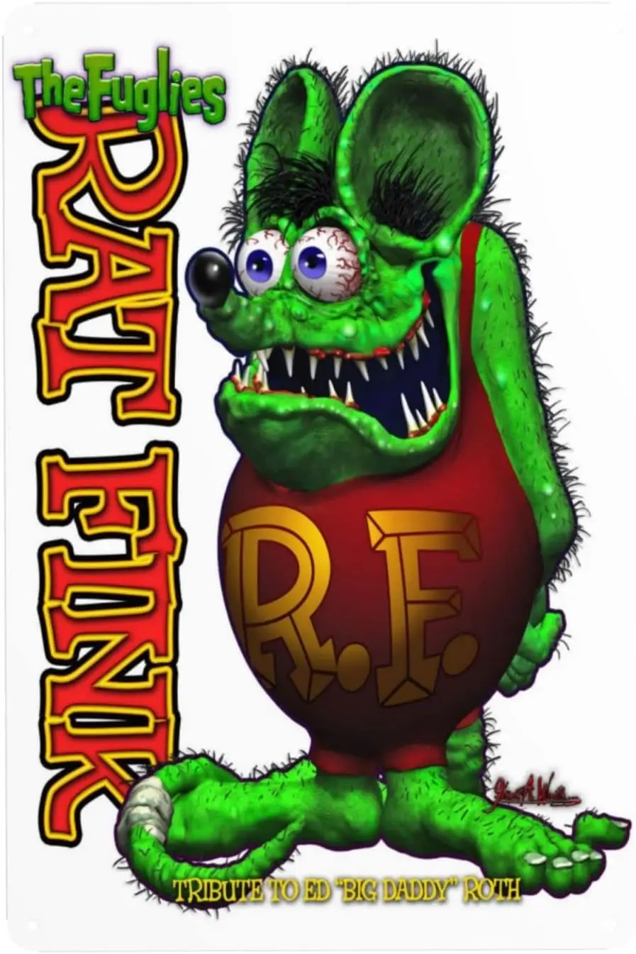 Lbhsmn Rat Fink Vintage Tin Sign Metal Decorative Plaque Car Refitting Wall Poster Garage Auto Turning Store Club Decoration