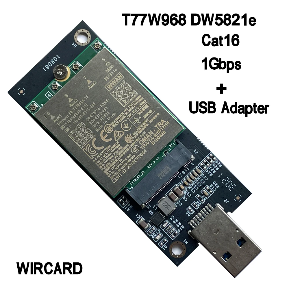 WIRCARD T77W968 DW5821e X20 LTE Cat16 1 gb/s FDD-LTE TDD-LTE moduł 4G dla Dell 5420 5424 7424 7400 Laptop USB3.0 Adapter