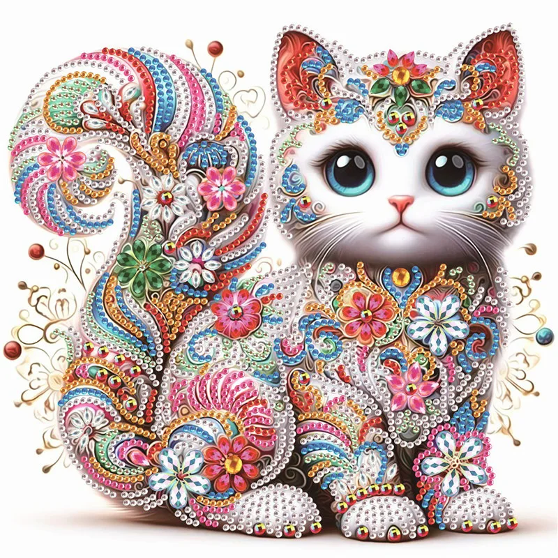DIY Diamond Painting Special Shaped Drill 5D Cat Animal Crystal Dot Art Craft Decor Handicraft Toy Frameless view 2