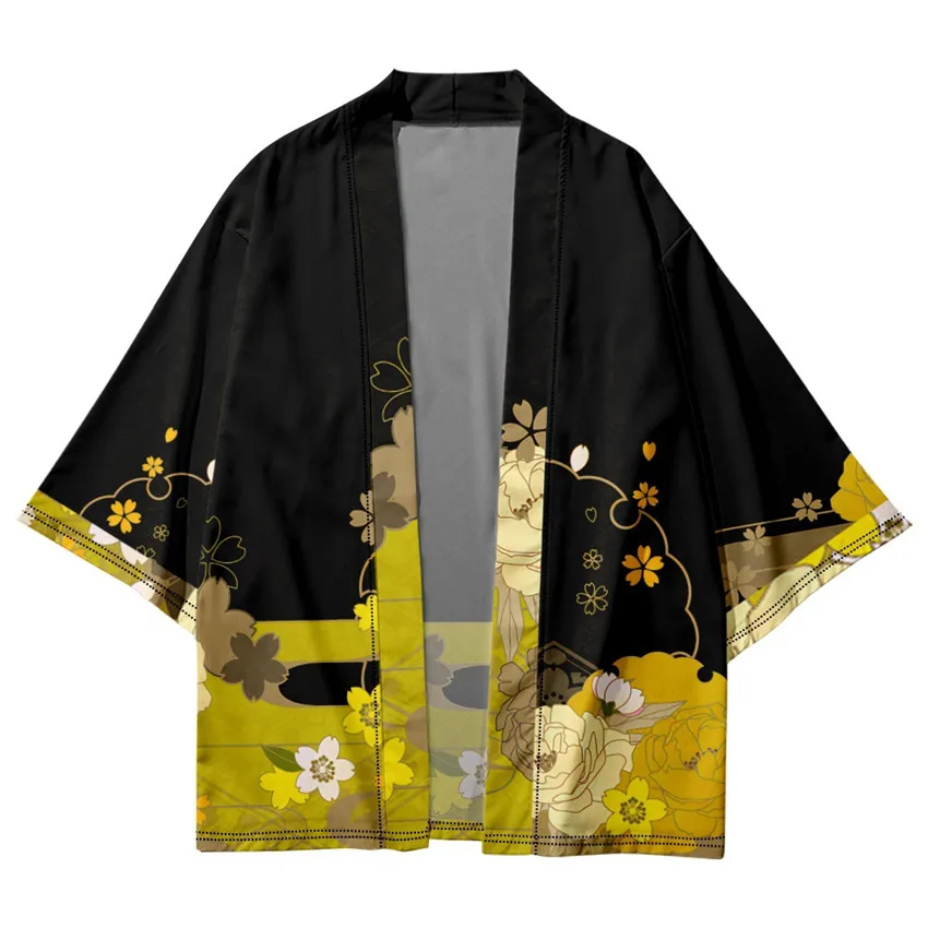 

Japanese Traditional Cardigan Robe Men and Women Harajuku Blossom Print Kimono Cosplay Women Beach Haori Yukata Kimono