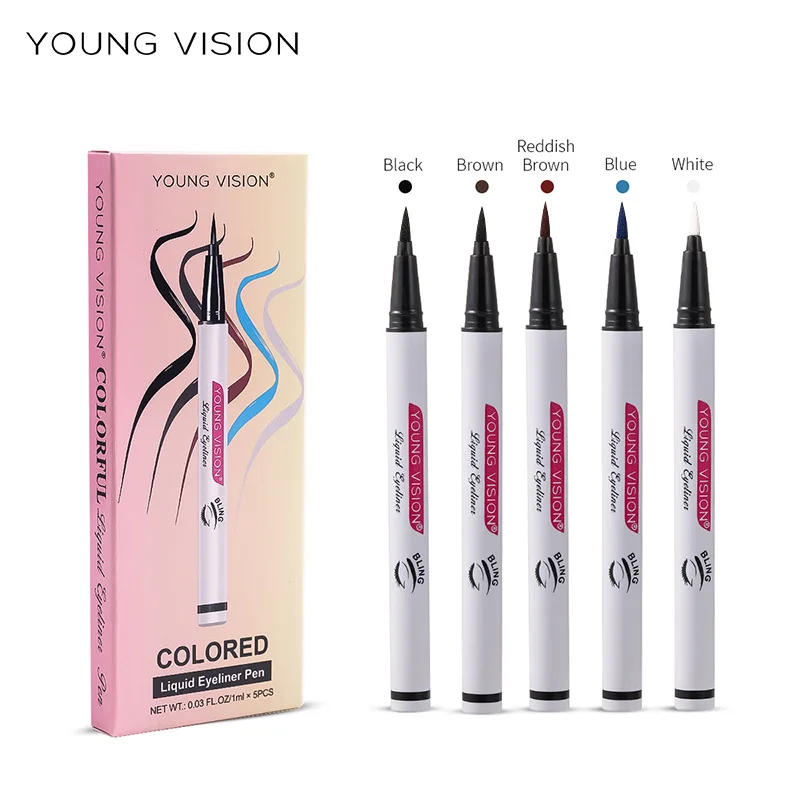 

YOUNG VISION 5-color suit waterproof and stain free sponge head eyeliner pen rapid forming eyeliner liquid