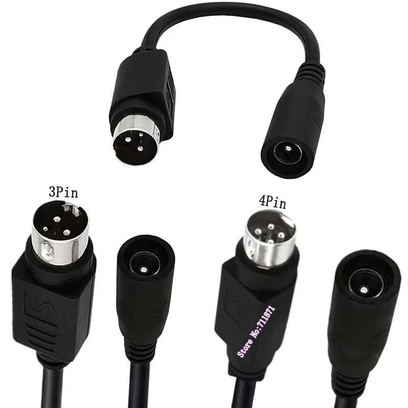 5.5X2.1 to 3 4P needle Power Adaptor Line Wire 3 4Pin 5521 Connecotor DC 5.5*2.1 to 3P 4Pin Power Adapter Cable Cord for Printer