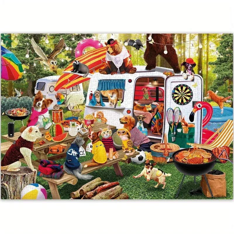 1000 pièces QUOKKA Cube magique Puzzle avec camping-car et conception de voyage pour animaux de compagnie-grand jeu de société familial adapté aux adultes et aux animaux Patte