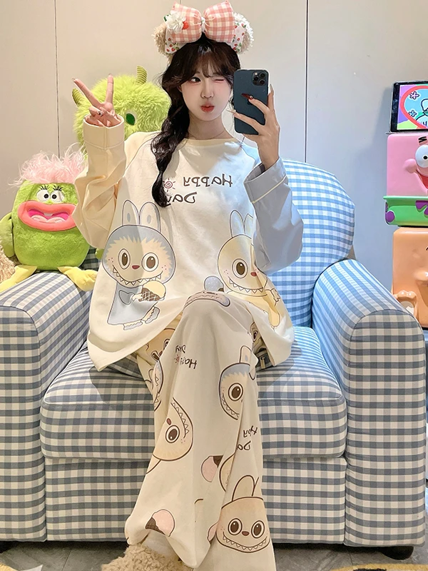 middle-school-girl's-spwear-cotton-long-sve-thin-winter-home-clothes-spring-autumn-comfortable-breathable-nightgown