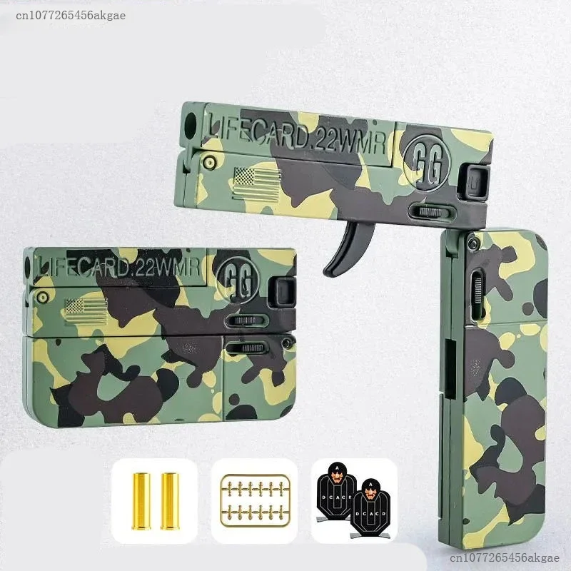 New Upgraded Lifecard Metal Folding Gun Toy for Kids Adult, Pistol Toys Gun With Soft Bullets Alloy Shooting Model For Adults