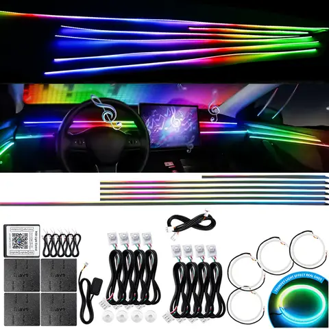 6/10/14/18 in 1 Led Auto Omgevingslichten RGB 213 64 Kleur Acryl Strips Symfonie Streamer Interieur Sfeer Lamp Controle Door App