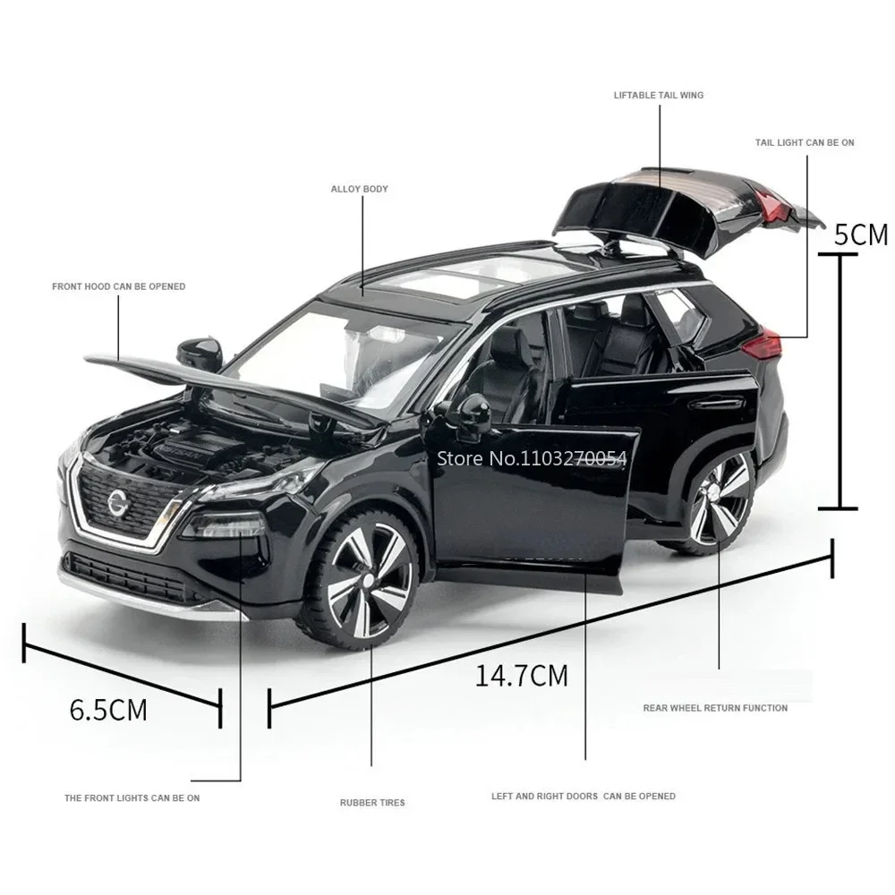 1:32 Nissan X-TRAIL Legering Speelgoed Auto Model Diecast Metaal Geluid Licht 6 Deuren Geopend Trek Miniatuur Voertuig Kind Verjaardagscadeautjes