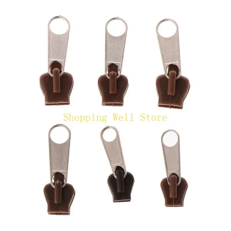 KX4B 6 PCS 범용 인스턴트 고정 지퍼 수리 교체 지퍼 슬라이더 치아 구조