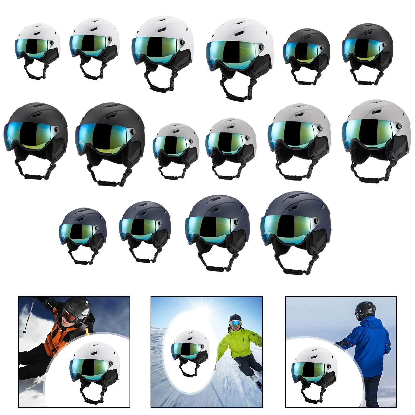 

Skiing Helmet Snow Ski Helmet Adjustable Warm Protectived Glasses Impact Resistance Shockproof Ear Cover Snow Helmet for Cold