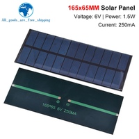 TZT 6V 250mA 1.5W Solar Panel Polycrystalline 165*65MM Mini Sunpower Solar System DIY for Battery Cell Phone Charger