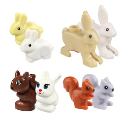 Farm Animals Blocks Moc Mini Building Bricks arctic rabbit squirrel Cat pine Toys for Children gift natural Animals 5pcs