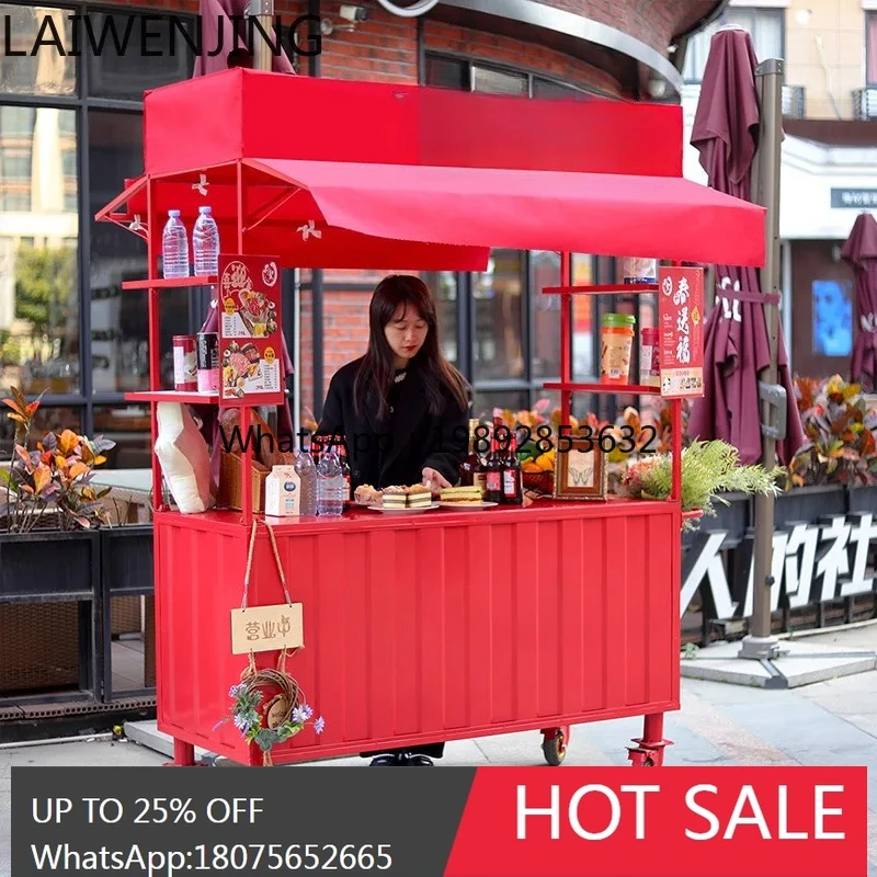 B1 outdoor wrought iron stall trolley shopping mall night market stall cart mobile display