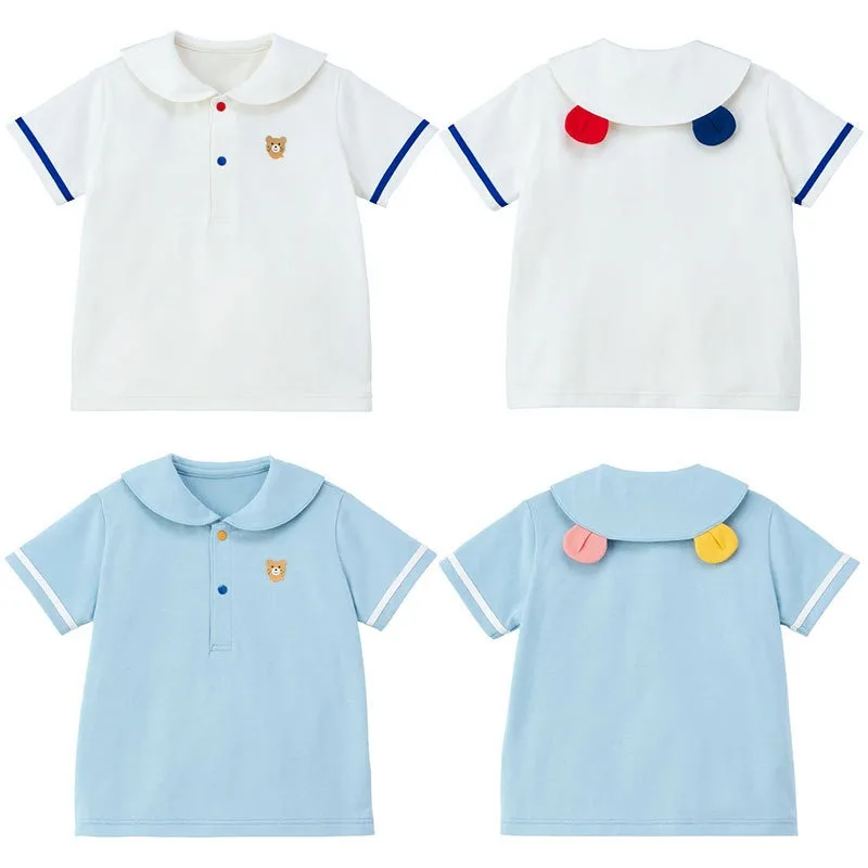 

Детские рубашки с короткими рукавами, рубашка поло под низом, футболки для мальчиков, блузки для девочек, одежда для девочек, детские футболки, милые топы для мальчиков с графикой