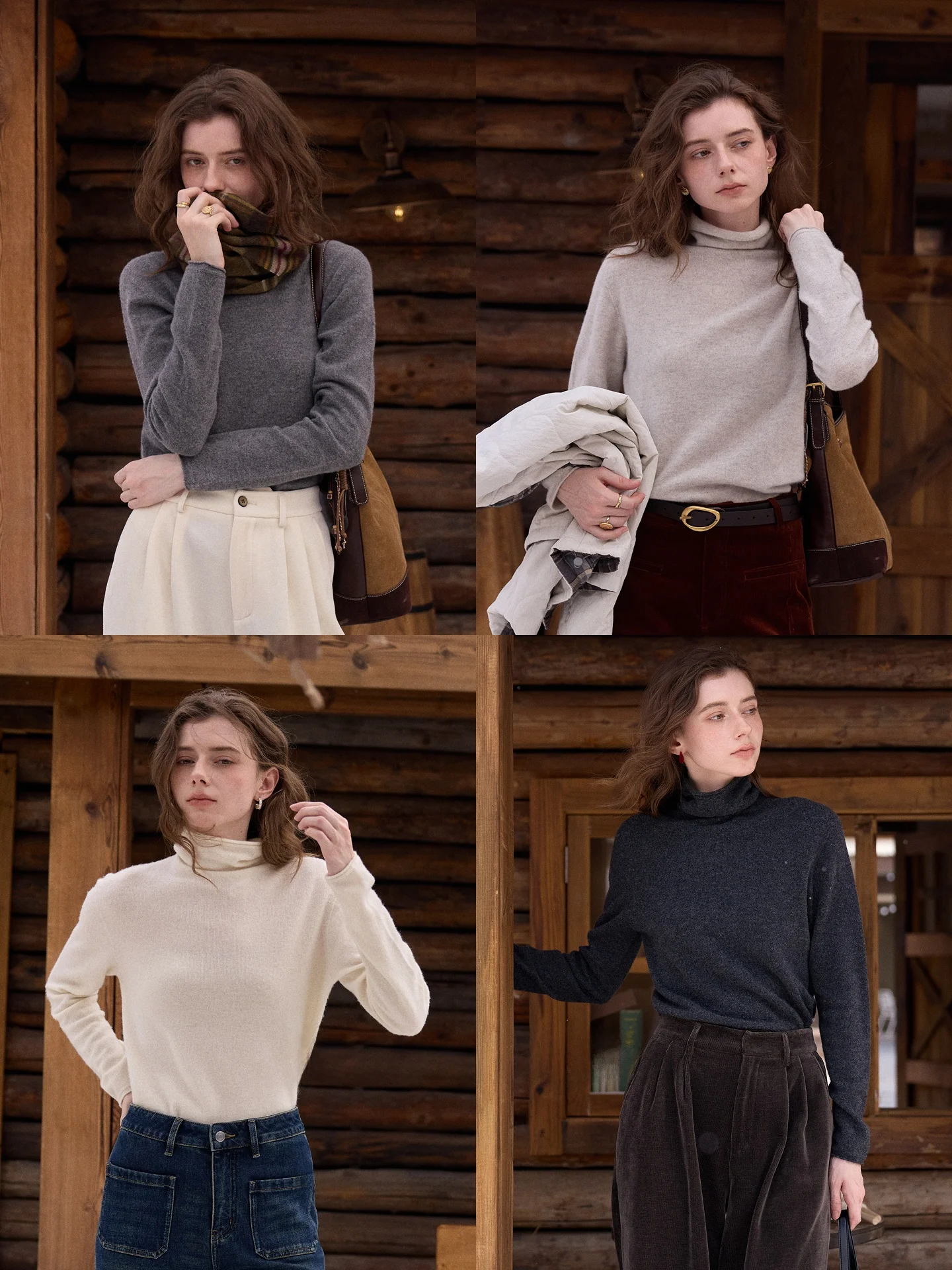 

SimpleRetro Berlin Vintage Camere Wool High Collar Women's Base irt Inner Wear Knitted Sweater Thiened Autumn Winter