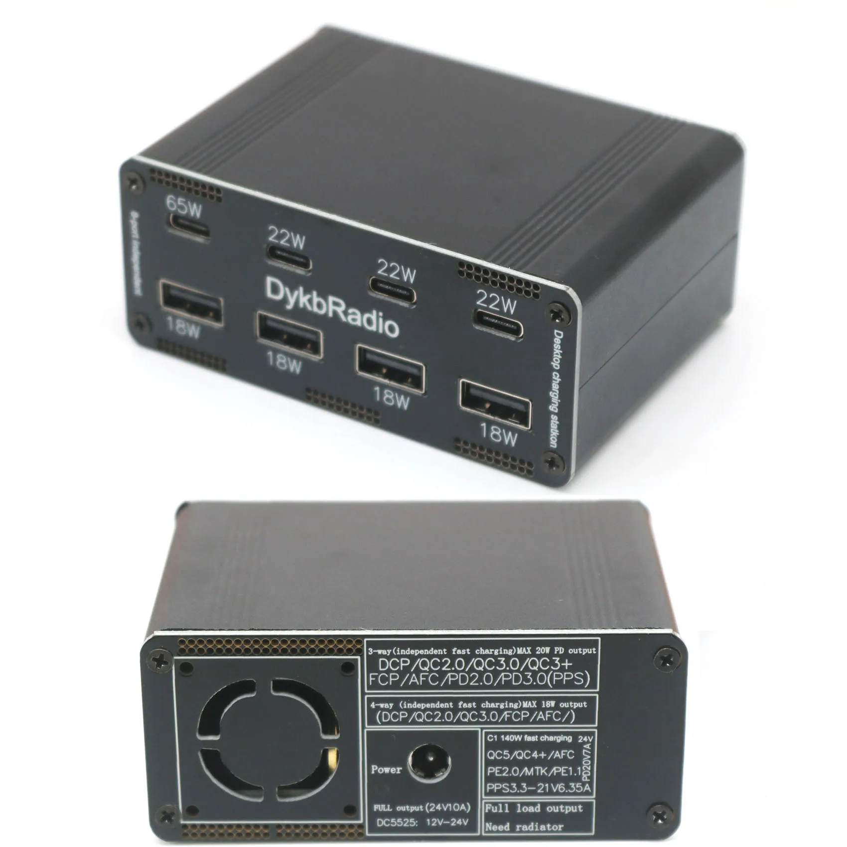 Cargador de coche PD65W, carga rápida TYPE-C USB, carga rápida independiente de 8 vías, teléfono móvil DC 12V 24V a protocolo PD QC PPS AFC/FCP