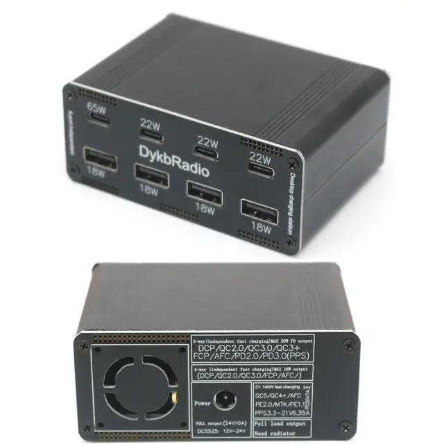 PD65W Ładowarka samochodowa Szybkie ładowanie TYPE-C USB 8-WAY Niezależne szybkie ładowanie TELEFONU komórkowego DC 12V 24V DO PD QC Protokół PPS AFC/FCP