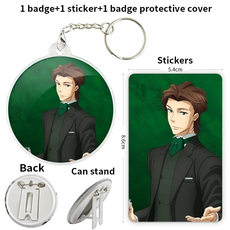 Moriarty el Patriota William James Mor Anime personaje juego botón suave insignia broche ancla periféricos Pin colgante sombrero hojalata