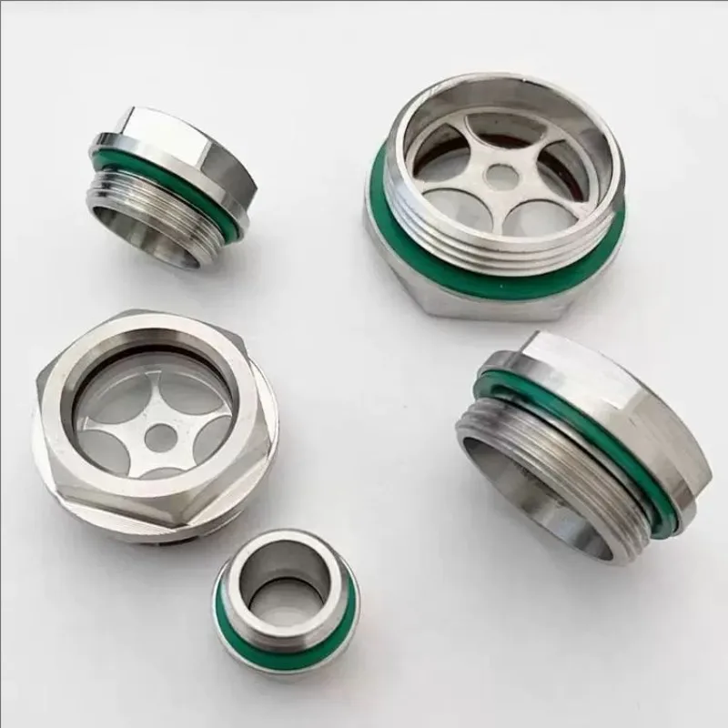 High Temperature Resistant 304/316 Stainless Steel Oil Mirror Oil Window Hexagonal Rotary Gauge  Level