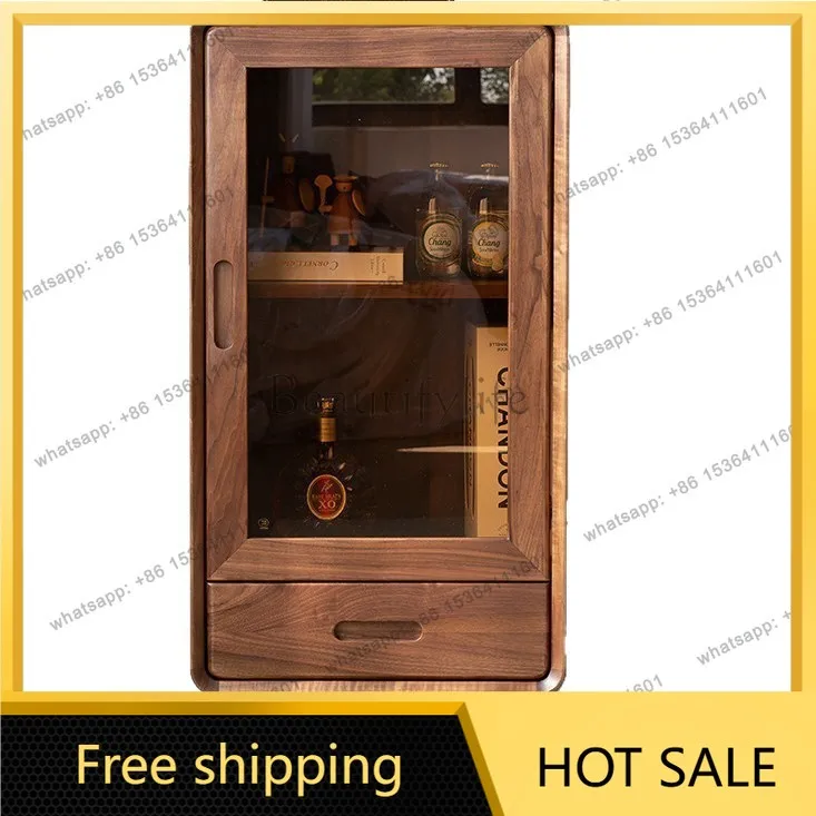 Factory Direct Sales North American Black Walnut Side Cabinet Modern Medieval Solid Wood Cabinet