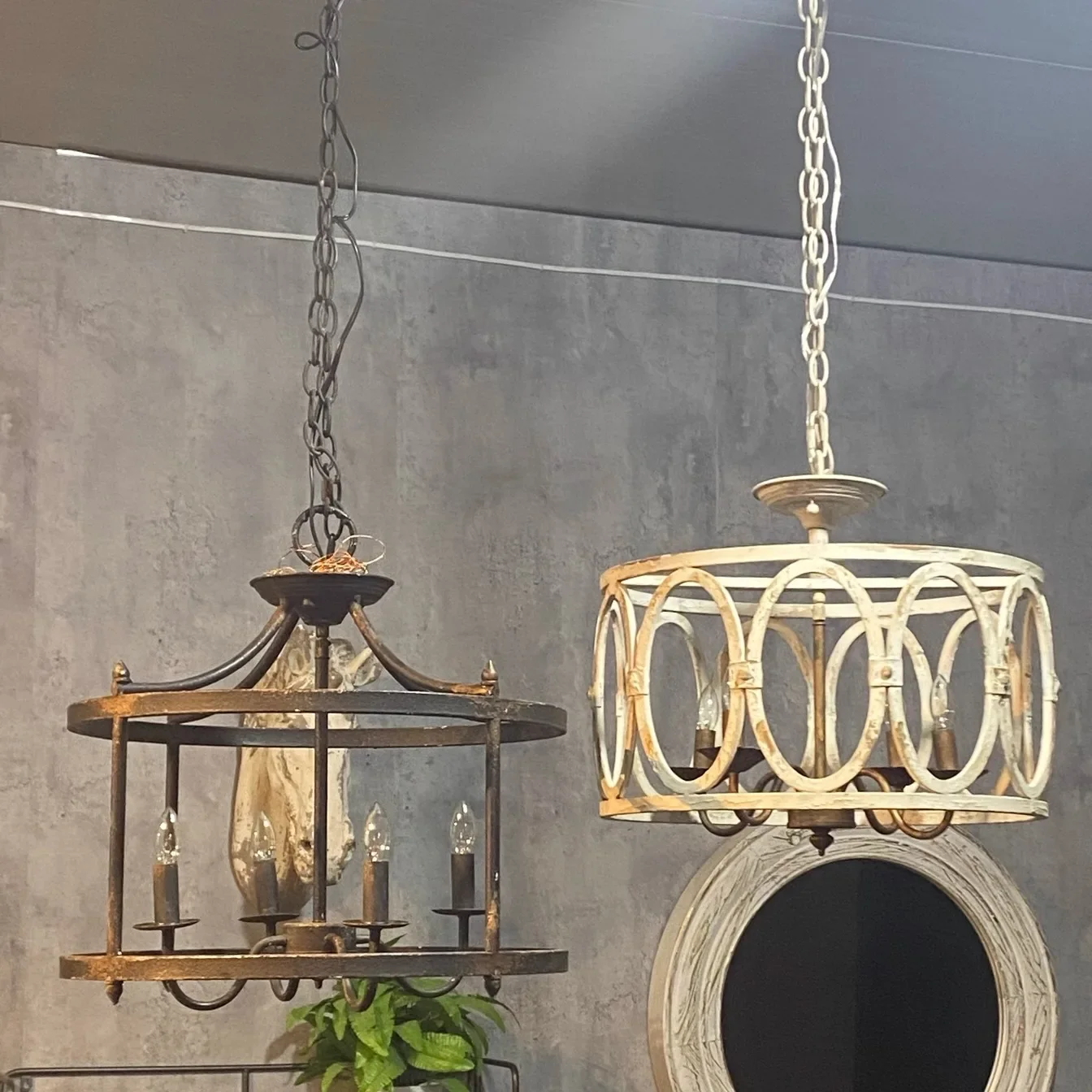 American rural retro wrought iron chandelier simple creative restaurant French pastoral living room ceiling lamp decoration