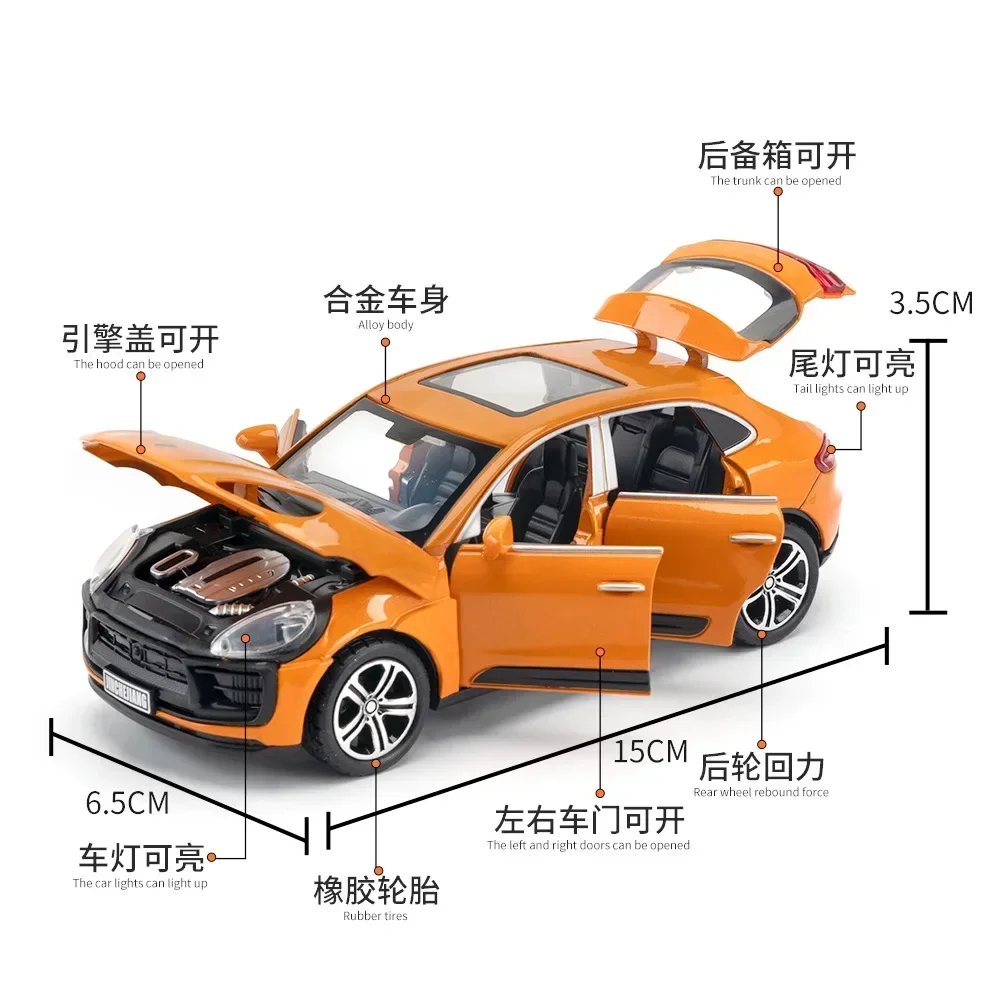 1:32 Porsche Macan Hoge Simulatie Diecast Metaallegering Model auto Geluid Licht Trek Collectie Kinderen Speelgoed Geschenken