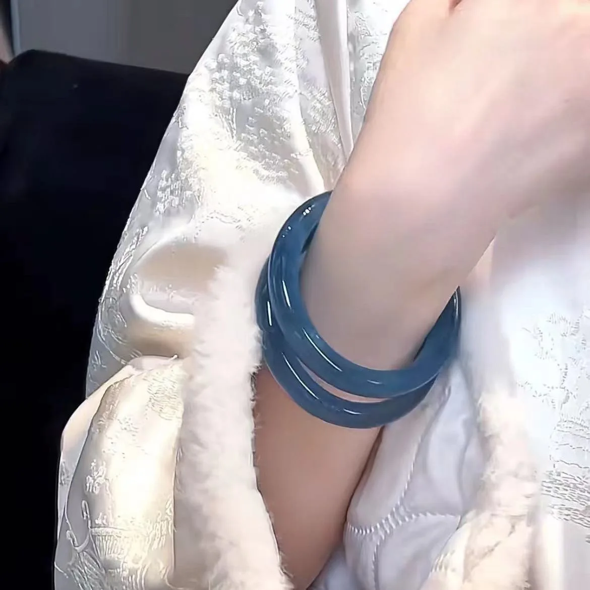 Коллекционировать богатство, ретро-стиль, имитация нефритового браслета, ледяной зеленый цветок, нефритовый браслет, подарок для моего лучшего друга и матери, 10 мм