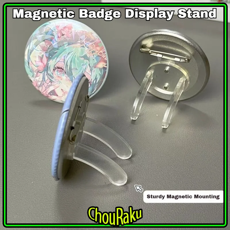 2 or 6pcs Magnetic Invisible Badge Display Stand High Clear Acrylic Base For Badge Holder Accessories Desktop Storage