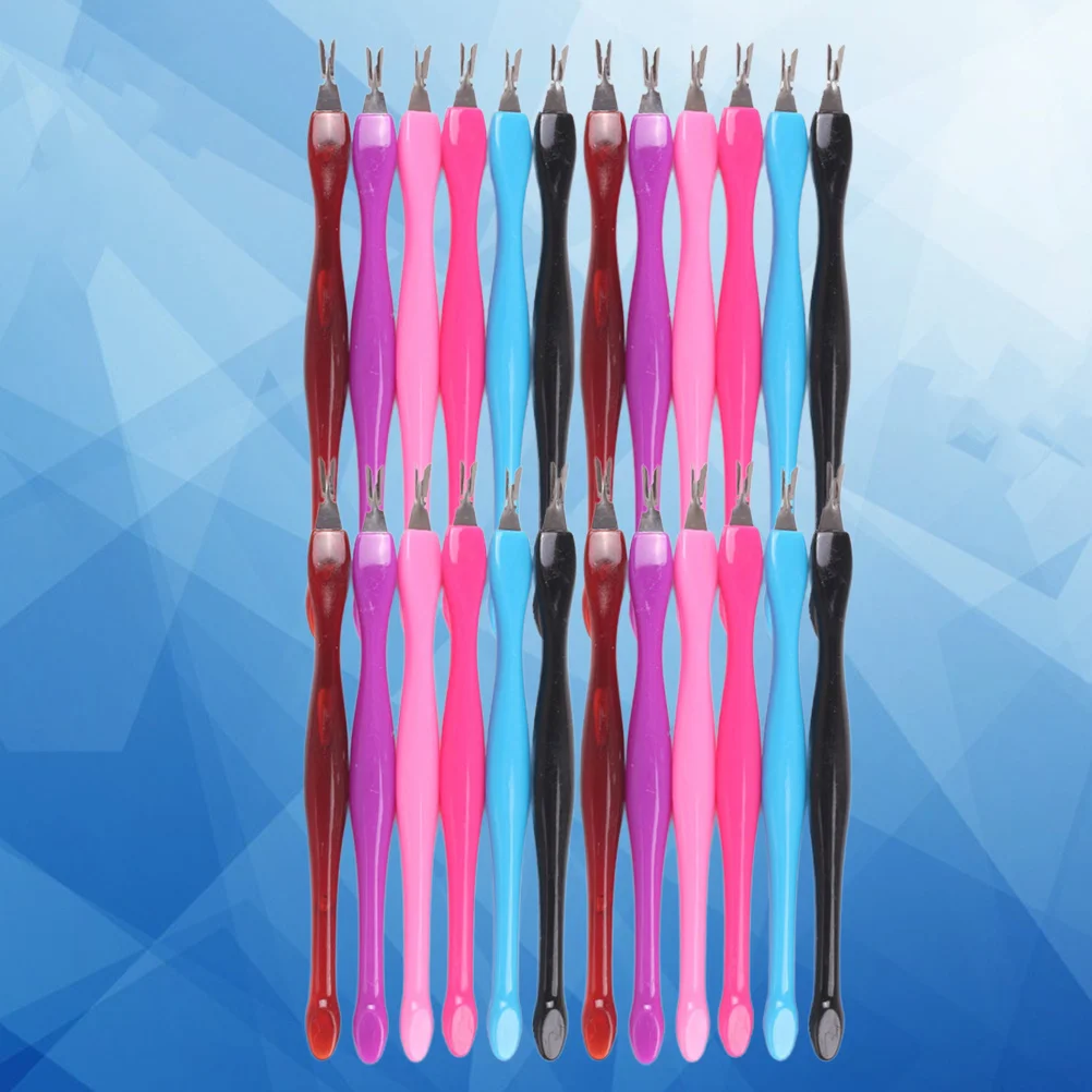 48개입 각질 제거 도구 V자형 큐티클 푸셔 네일 아트 매니큐어용 각질 제거 포크 스테인리스 스틸 플라스틱 네일