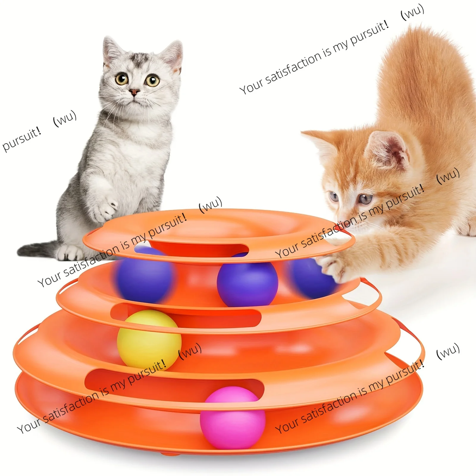 Three-layer interactive cat toy tower with colored balls to exercise mental and physical fitness