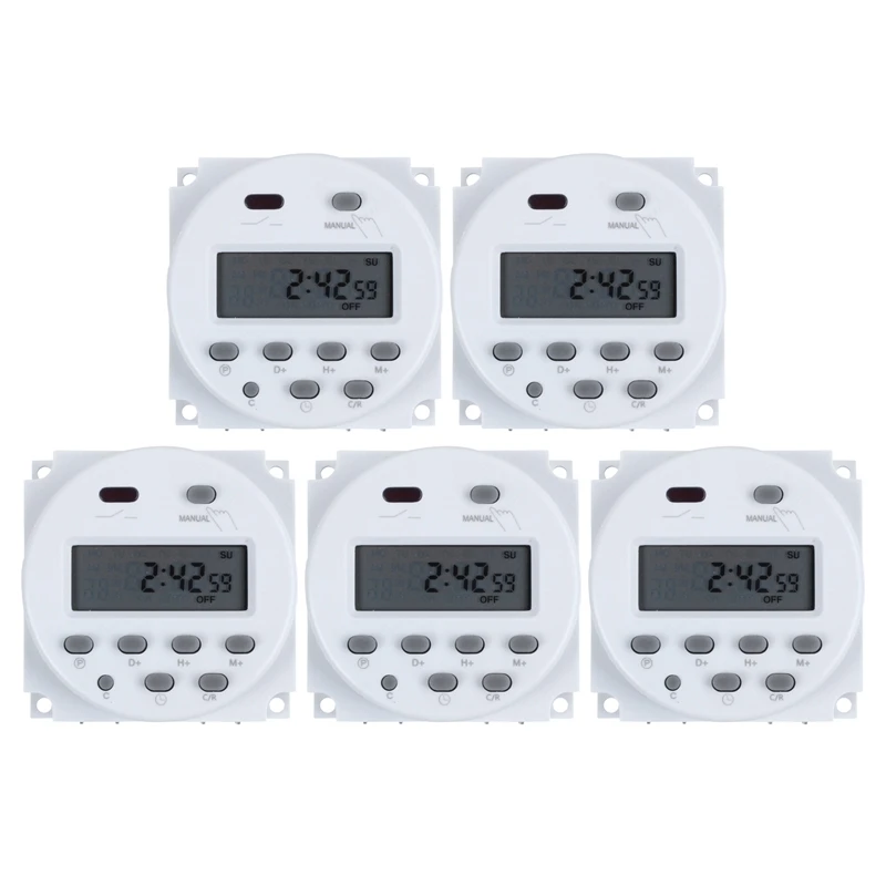 

5X DC 12V Digital LCD Power Programmable Timer Time Switch Relay 16A Amps