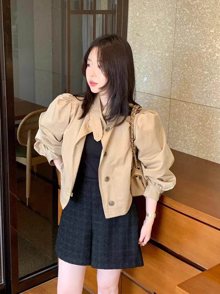 

Chic ort Loose Fit Stand Collar Single Button Briti Sle Women's Coat Autumn New Arrival Commute Sle Ladies Jaet