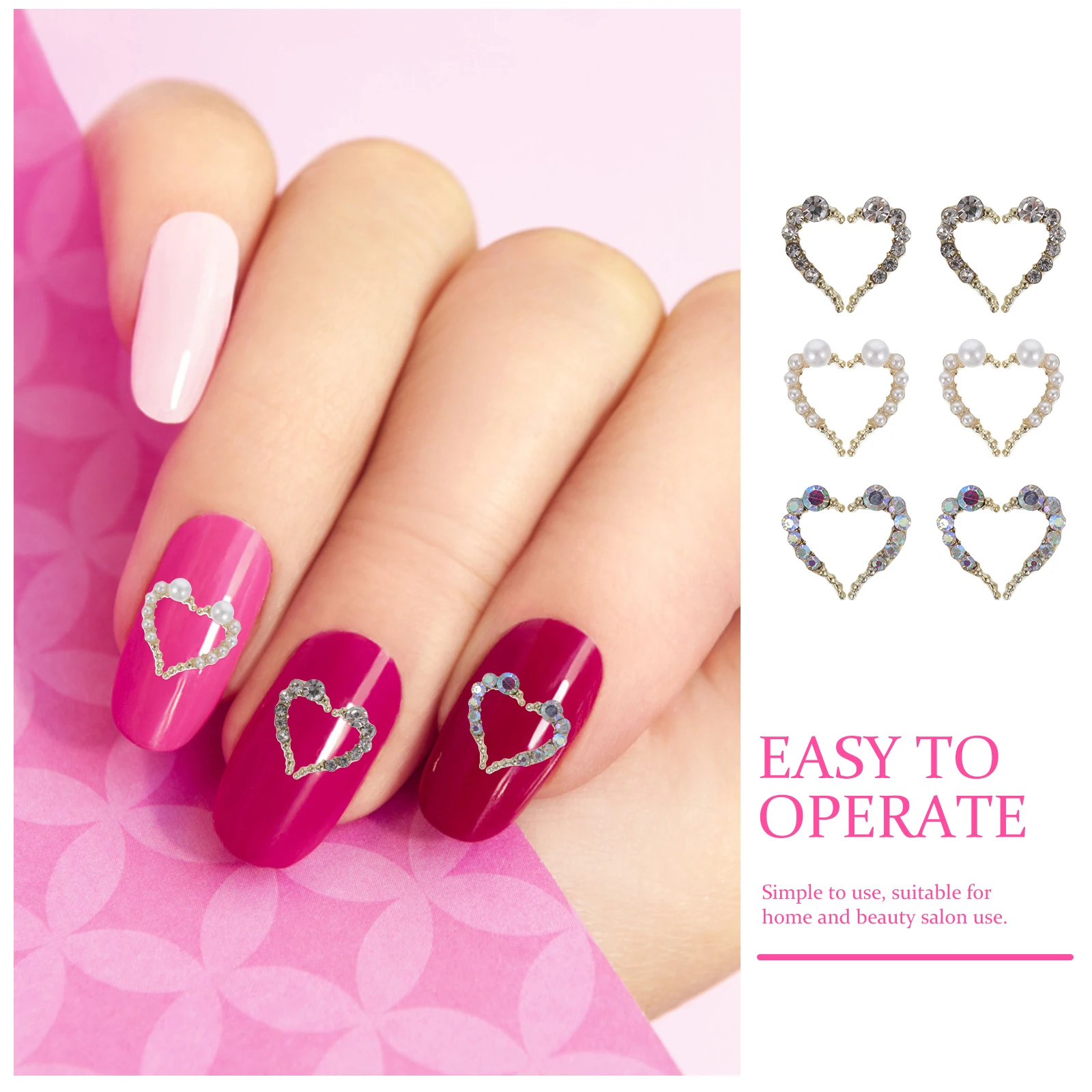 

12Pcs Nail Studs Heart Shape DIY Nail Art Decorations Beautiful Manicure Charm for Birthday Christmas New Year