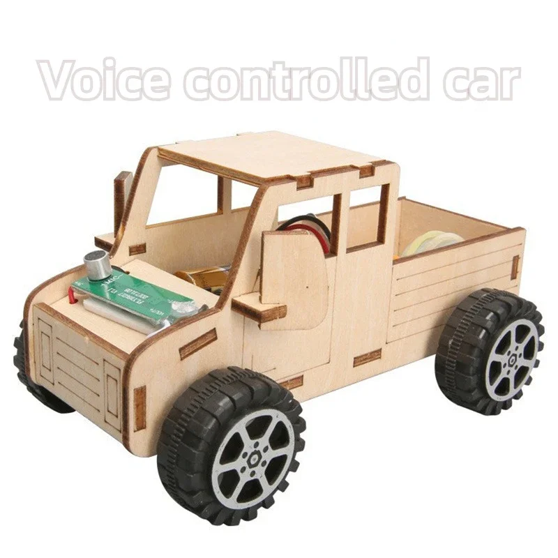 Kit de construção de carro com controle de voz, faça você mesmo, para crianças, conjunto de brinquedos artesanais com insights educacionais e material divertido para brincadeiras