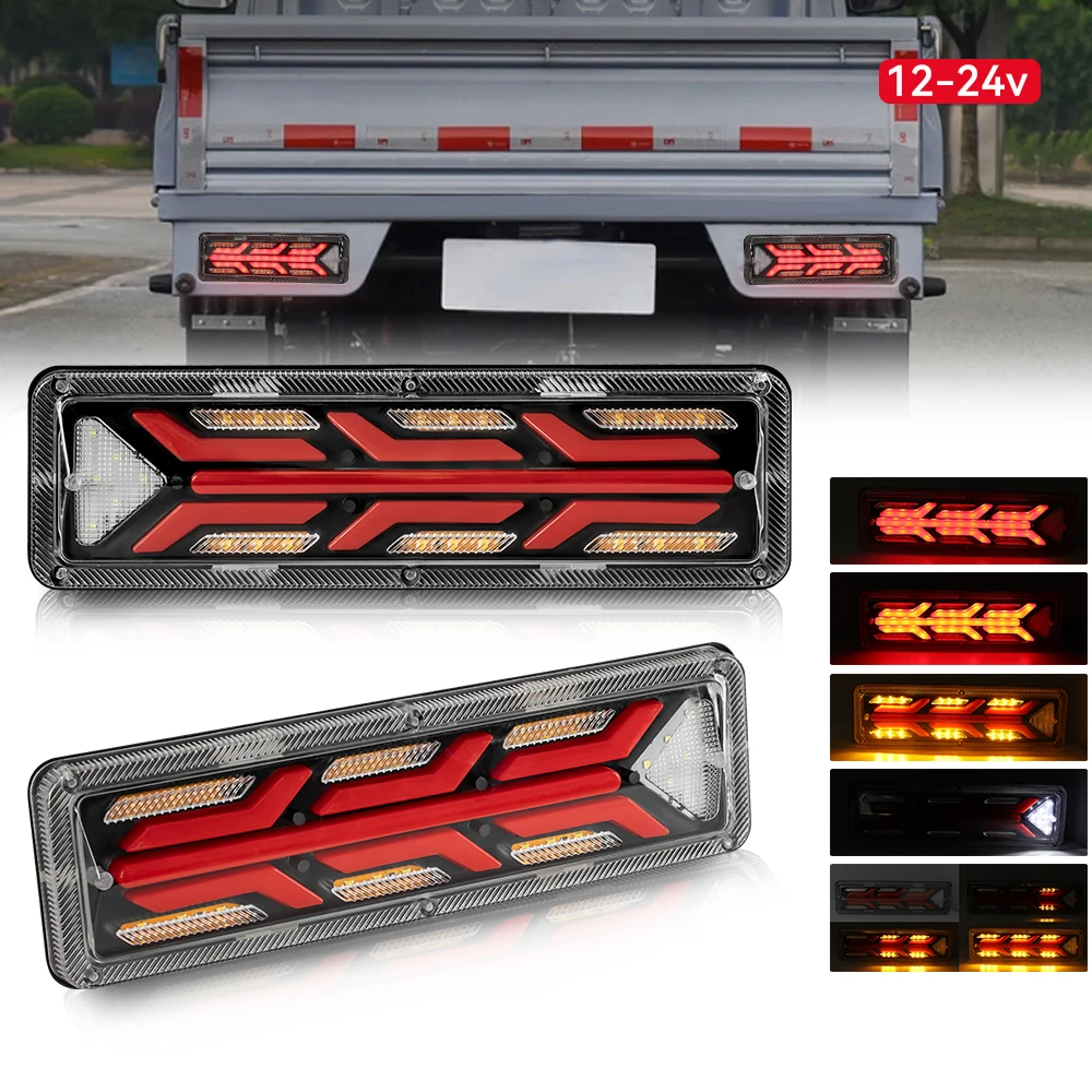 

2PCS 12/24V LED Truck Tail Light Turn Signal Rear Brake Lights Reverse Signal Lamp Trailer Lorry Bus Caravan Camper Warning Lamp