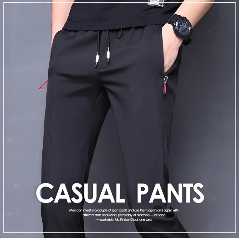 

Men's stretch slim straight trousers sports thin