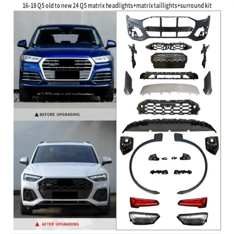 Factory Sold 2016-2018 Q5 Upgrade 2024 Bodykit Front Bumper Headlight Tail Light Rear Bumper Diffuser Hood Body Kits for AUDI