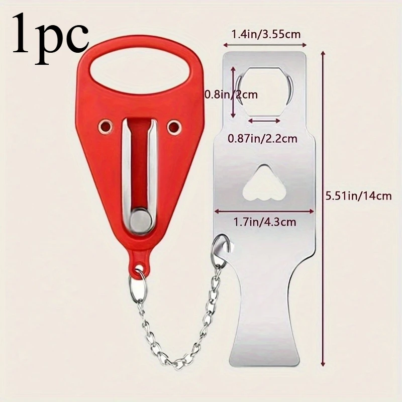 Makit 1pc Portable Anti-Theft Door Lock, sturdy construction with emergency unlock key. Easy to use, works for home,