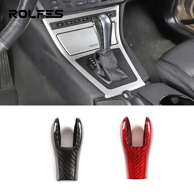 

ROLFES Real Carbon Fiber Car Gear Head Shift Knob Handle Cover Trim Sticker For BMW 3 5 Series X4 X5 Car Accessories