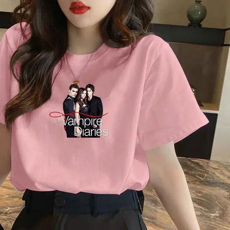 แวมไพร์ไดอารี่ Harajuku T เสื้อผู้หญิงแฟน TShirt Streetwear สุภาพสตรีกราฟิกฤดูร้อนหญิงเสื้อผ้าผู้หญิง