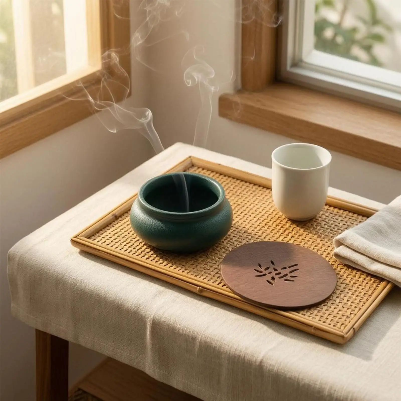 3 Legged Ceramic Incense Holder Glazed Finish round Mat Table Display Home Decorative Accessories