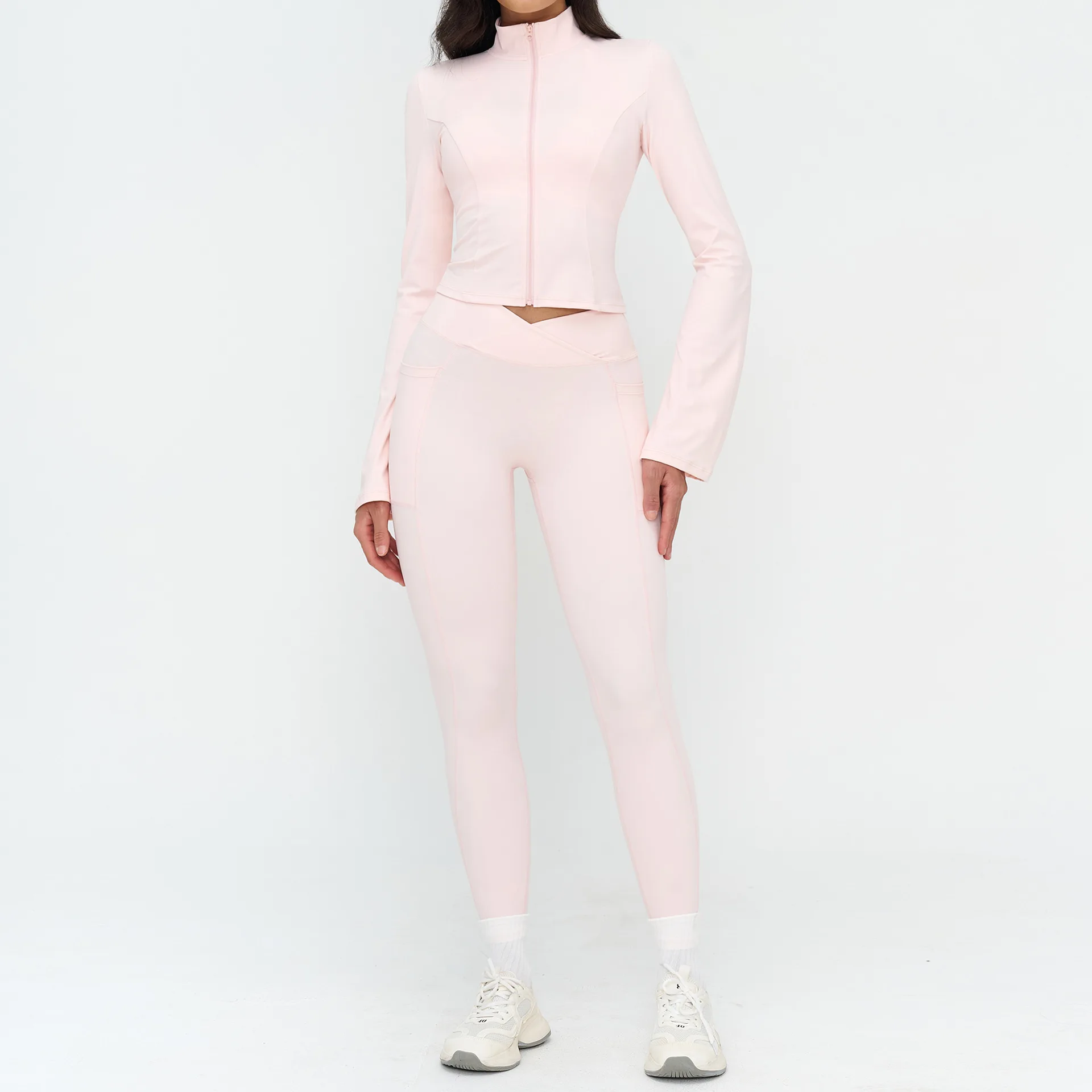 2PcsYoga Set Sports Jackets Women Ultra-Soft Fabrics 2Pcs Long Sleeve Gym Set Women Quick-Dry Yoga Clothes Workout Leggings Suit