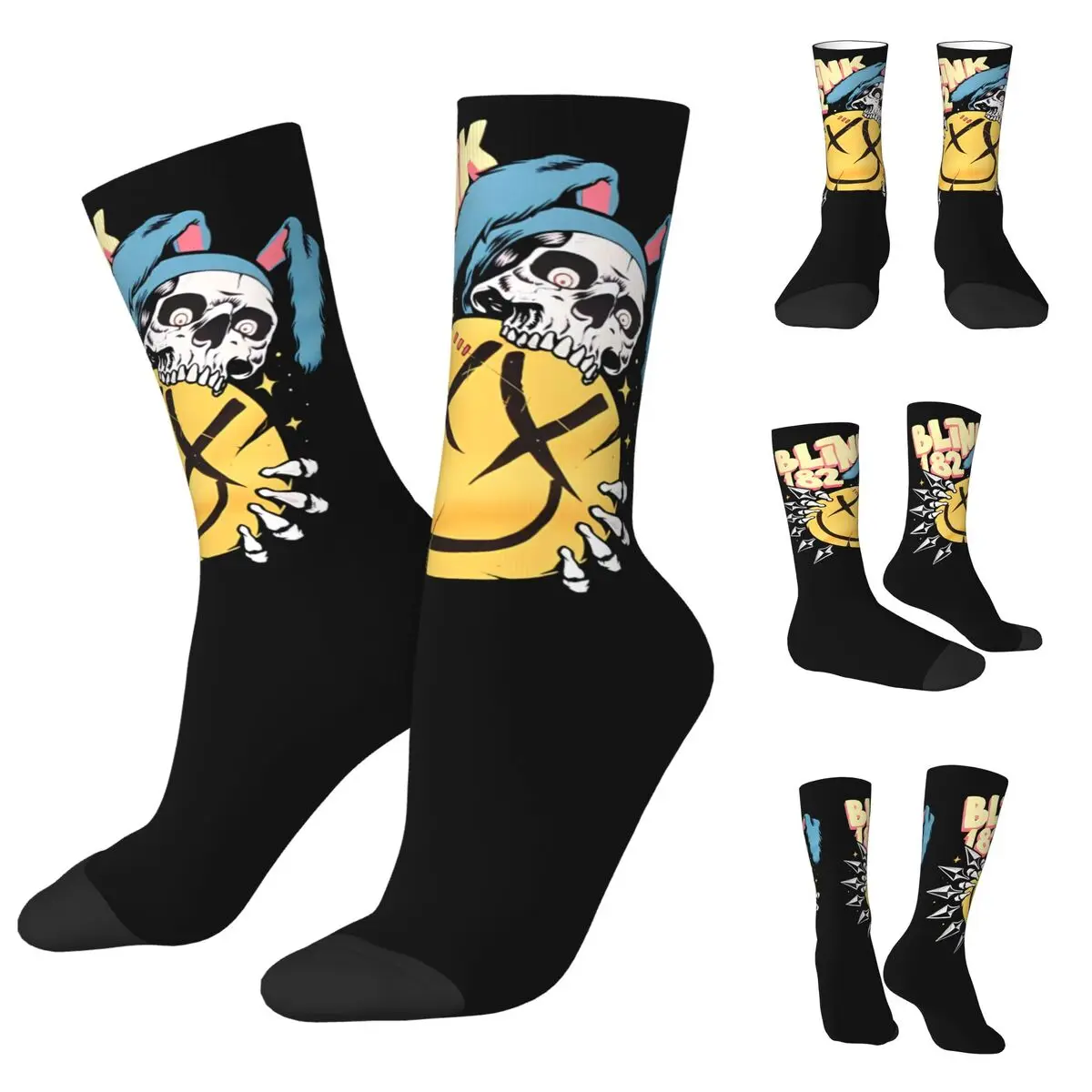 Blink 182 One More Time High elasticity polyester fiber cosy Unisex Hip Hop Happy 3D printing Socks