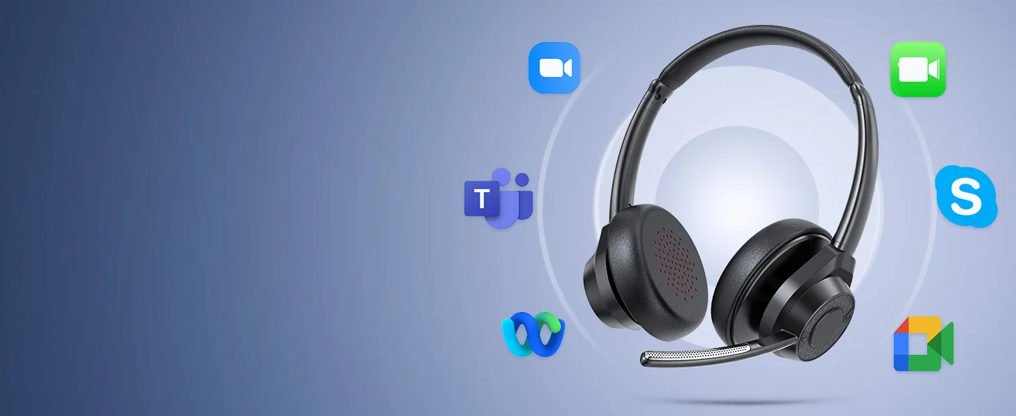 Bluetooth-Headset, kabellose Bluetooth V5.4-Kopfhörer mit Mikrofon, kabelloses Multipoint Connect-Headset mit Geräuschunterdrückung und Mikrofon – Detail 8